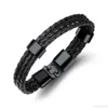 The cheapest Multi-layer Genuine PU Leather Men Bracelet Creative Titanium Steel Leather Bracelet Stainless Steel Charm Bang290R