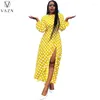 Casual Dresses VAZN 2023 Luxury Designer Young Sexy Club Dot Faicycore Overalls Round Neck Full Sleeve Women High Waist Long A-Line Dress
