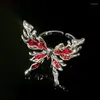 Cluster Rings 2024 Gifts For Valentine's Day Women's Red Butterfly Ring High Class Luxury Opening Adjustable French Style