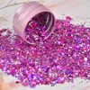 Nagelglitzer, 1 Flasche, schillernde Kunst-Pailletten, Silber, DIY, Chrompulver, glitzernde sechseckige grobe Flocken, Maniküre-Dekorationen