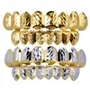 18k banhado a ouro boca grillz hip hop dentes tampas 6 superior inferior fang novo alta qualidade natal dia das bruxas gift3569