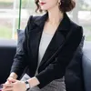 Costumes pour femmes S-3XL Femmes Blazer Veste Court Slim Lâche Printemps Automne Casual Bureau Travail Plus Taille Noir Blanc