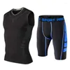 Lauf-Sets Männer GYM Fitness Kompression Kurze Legging Tops Workout Zug Übung Sport Yoga Hosen Shirts Strumpfhosen UX01