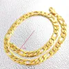 Stämplad 24 K Solid Yellow Gold Figaro Chain Link Halsband 12mm Mens RealCarat Gold Filled Birthday Christmas Gift189p