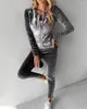 Женские брюки из двух предметов, осень 2024, женский бархатный комплект с контрастной пайеткой на молнии и дизайнерским пальто, женские элегантные наряды, костюм
