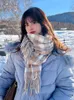 Inverno de malha caxemira vintage cachecol senhoras estilo preppy xadrez cachecol pashmina mujer feminino foulard bufanda xale echarpe 231229