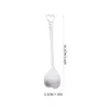 Spoons 6 Pcs Stainless Steel Heart Shaped Spoon With Long Handle Music Tableware Coffee Whisk Ice Cream Scoop