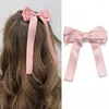 Party Favor Cute Bow Sield Sield For Hair Clip Kobiety Eleganckie słodkie dwumiejscowe akcesoria o długiej wstążce