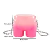 Evening Bags Women's Funny Ass Shoulder Bag Pink Rainbow Gradient Acrylic Personality Female Handbag Metal Chain Ladys Crossbody