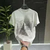 Fashion casual men's wear Balencigas autumn new gradual letter print short sleeve loose round neck slim couple T-shirt