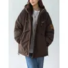 Trench da donna Giacca imbottita in cotone caffè per le donne Coreano Moda invernale Parka Cappotto femminile solido sciolto caldo con bolle di neve