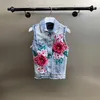 Läder 2021 Girl's Denim Vest Threedimensional broderi Flower Waistcoat Korean Slim Student Vest Top Jeans Jackets Short Lady Coat