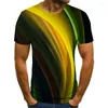 Herr t-skjortor män sommar mode geometriska färg linjer kvinnors barn t-shirt avslappnad 3d tryckt crewneck street topp