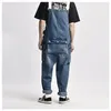 Pantaloni vintage da uomo tuta comoda pagliaccetto femminile collo quadrato casual hi streetwear moda ragazzi salopette tuta da lavoro jeans denim blu