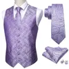 Blazers Barry.Wang Fashion Men Suit Vest Purple PaisleyWaistcoat Silk Tailarored Collar Vneck Check Vest Tie Set Formal Leisure M2041