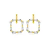 Orecchini a bottone stile ultra semplice S925 Micro set in argento Orecchini quadrati con zirconi Orecchini moda donna europea Orecchini per feste di nozze Gioielli Regalo di San Valentino SPC