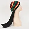 Berets unissex malha trança chapéu jamaicano bob rasta beanie chapéus hip hop boné dreadlocks peruca marley caribe fantasia vestido