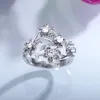 REARS CLUSTER CLASSION CZ CRYSTAL FLOWER RING Round Zircon Design Romonant