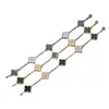 Bracelet Luxury Designer Link Jewellery Chain Vanca Kaleidoscope 18K Gold Van Clover Bracelet avec cristaux étincelants et diamants Cadeau parfait pour les filles JHPX