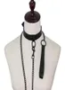 Ремни, 1 шт., сексуальное ожерелье для женщин, женский панк-готический поводок-воротник, черные аксессуары, искусственная кожа, рабская тяговая веревка, связывание, шеяBel9540103