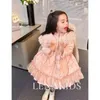Down Coat Girls Winter Jacket Princess Dress Cotton Fluffy Coats Hooded Children's Clothing Long Wedding Party Clothes Tz998