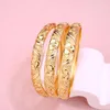 Brazalete de flores talladas, brazaletes de Metal chapados en oro de Dubái árabe, brazalete de lujo para mujer, joyería nupcial, pulseras en capas para niñas