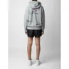 24ss Zadig Voltaire Plüsch-Reißverschlussjacke Zv Graffiti-Buchstaben bedruckte Kapuzenmäntel Damen Designer-Hoodie