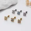 Vis Barbell boucle d'oreille boule Helix goujons chirurgicaux en acier inoxydable oreille anneau boucles d'oreilles tige mince couleur Zircon fleur os clou clou Piercing Bijoux de corps Bijoux