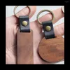 Porte-clés en bois, Laser en bois, sangle en cuir vierge, rectangle inachevé, porte-clés rond