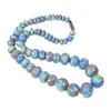 Anhänger Halsketten Runde Howlith Türkis Stein Perlen Halskette mit magnetischer Schnalle böhmischer Schmuck für Frauen Männer