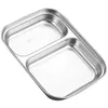 Dinnerware Sets Stainless Steel Dinner Plate Divided Seasoning Serving Portion Trays Dish Sauce Separated Compartment Plates Reusable Child