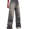 Мужские джинсы в стиле ретро в стиле тай-дай, потертые мужские джинсы для любителей уличной уличной одежды, модные мешковатые брюки Y2k, прямые джинсовые брюки