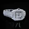 Luxo personalizado iced out vvs 1/vs1 gra certificado resposta cravejado moissanite diamante buss para baixo hiphop jóias relógio passar tester