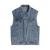 Men's Vests 2024 Spring Autumn Men Fashion Jeans Sleeveless Jacket Mens Single Breasted Denim Vest Male Cowboy Outdoors Waistcoat D704