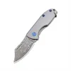 Mini Outdoor Titanium Alloy handle Pocket Knife Folding Damascus Steel Blade Camping EDC Knives