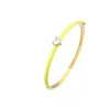 Браслеты Hecheng, Love Heart Bangle Candy Браслет для женщин и девочек Розовый неоновый зеленый браслет с эмалью, золотой цвет Бесконечные ювелирные изделия оптом