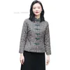 Этническая одежда 2023, китайское винтажное улучшенное пальто, ретро-куртка с воротником-стойкой, восточный костюм Тан, национальный цветочный принт, хлопковая подкладка