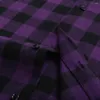 Camisas casuais masculinas slim-fit escovado flanela contraste xadrez camisa único remendo bolso no peito confortável macio manga longa gingham