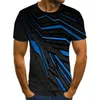 Homens camisetas Homens Verão Moda Geométrica Linhas de Cores Mulheres Crianças T-shirt Casual 3D Impresso Crewneck Street Top