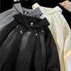 Sweats à capuche pour femmes hiver gothique étoile badge chic broderie sweat à capuche en daim pour hommes lâche surdimensionné gris sweat-shirt américain hip hop mode