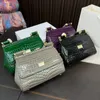 Borsa a tracolla in rilievo di coccodrillo lucido da donna di marca Italia Borsa a tracolla rimovibile in pelle di vacchetta lucidata di marca di lusso Borsa a mano piccola con tracolla rimovibile da donna