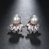 Fashion Cute Exquisite Flower Stud Pearl Crystal Earings Studs White Zircon for Women Jewelry Wedding Party Gifts2543