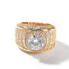 Iced Out Gold Ring Fashion Big Stones Silver Mens Rings Hip Hop Jewelry301M