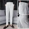Men's Suits Men Suit Pants Formal Business Style Straight Leg Slim Fit Soft High Waist Vintage Office Trousers