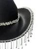 Boinas Cowgirl Hat Strass Fringe Glitter Rave Disco Hats para Halloween Dress Up Cosplay Party Costume Acessórios Dropship