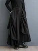 Skirts Japanese Korea Style Patchwork Folds High Waist Dark Black Chic GIrl Lady Spring Casual Street Fashion Women Autumn Skirt