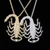 Collana con ciondolo scorpione 3D animale in oro 18 carati ICED OUT Zircone con catena in corda per uomo Donna Chram Gioielli Hip Hop Gift296v