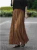 Skirts Ruched Long Skirt Women Autumn 2023 Fashion Korean Chic Pleated Maxi Elastic Waist Solid Cusual Loose Dance Faldas