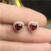 Colife mücevher 925 Gümüş Kalp Saplama Küpe 5mm Doğal Garnet Gümüş Küpe Günlük Giyim Sterling Garnet Takı299p