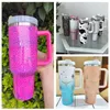 Tumblers 40oz مصمم الكؤوس مع شعار مغامرة Leopard البقرة تصميم الزهرة القديم تصميم tumblers التعامل مع الأغطية وقش أكواب السيارة فراغ معزول دري